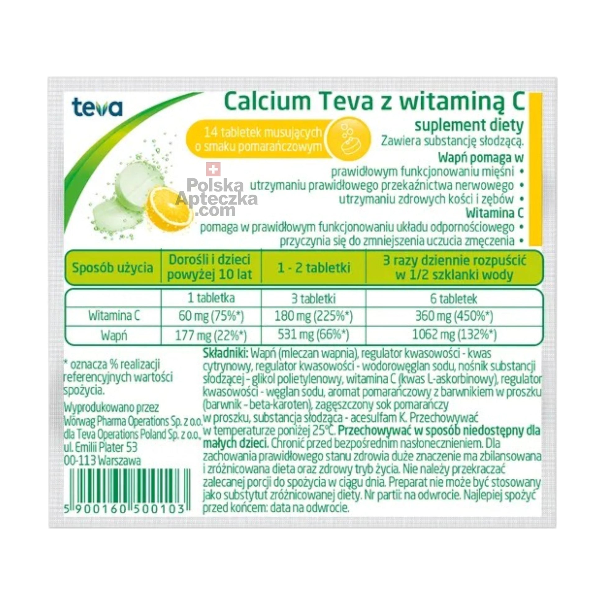 Calcium Teva with Vitamin C Effervescent Tablets