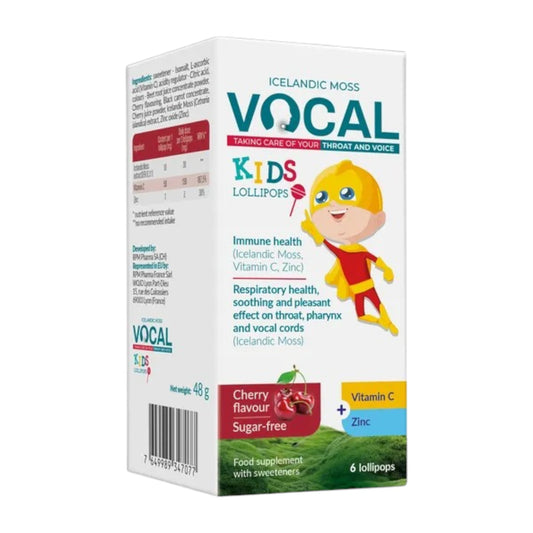 Vocal Kids Lollipops, Cherry Flavor, 6 Pieces