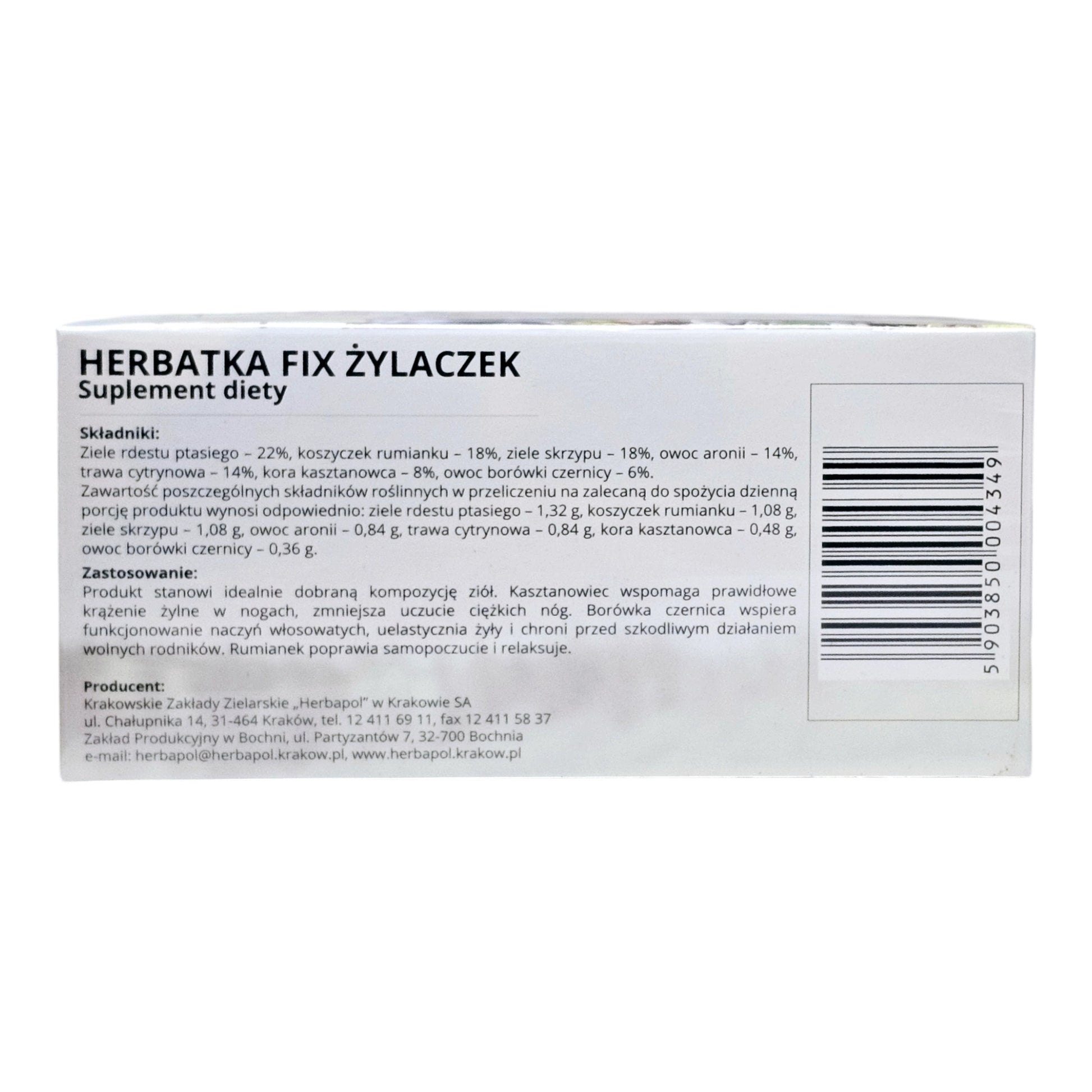 Herbapol Varicose Vein Tea Zylaczek Fix 20 Sachets