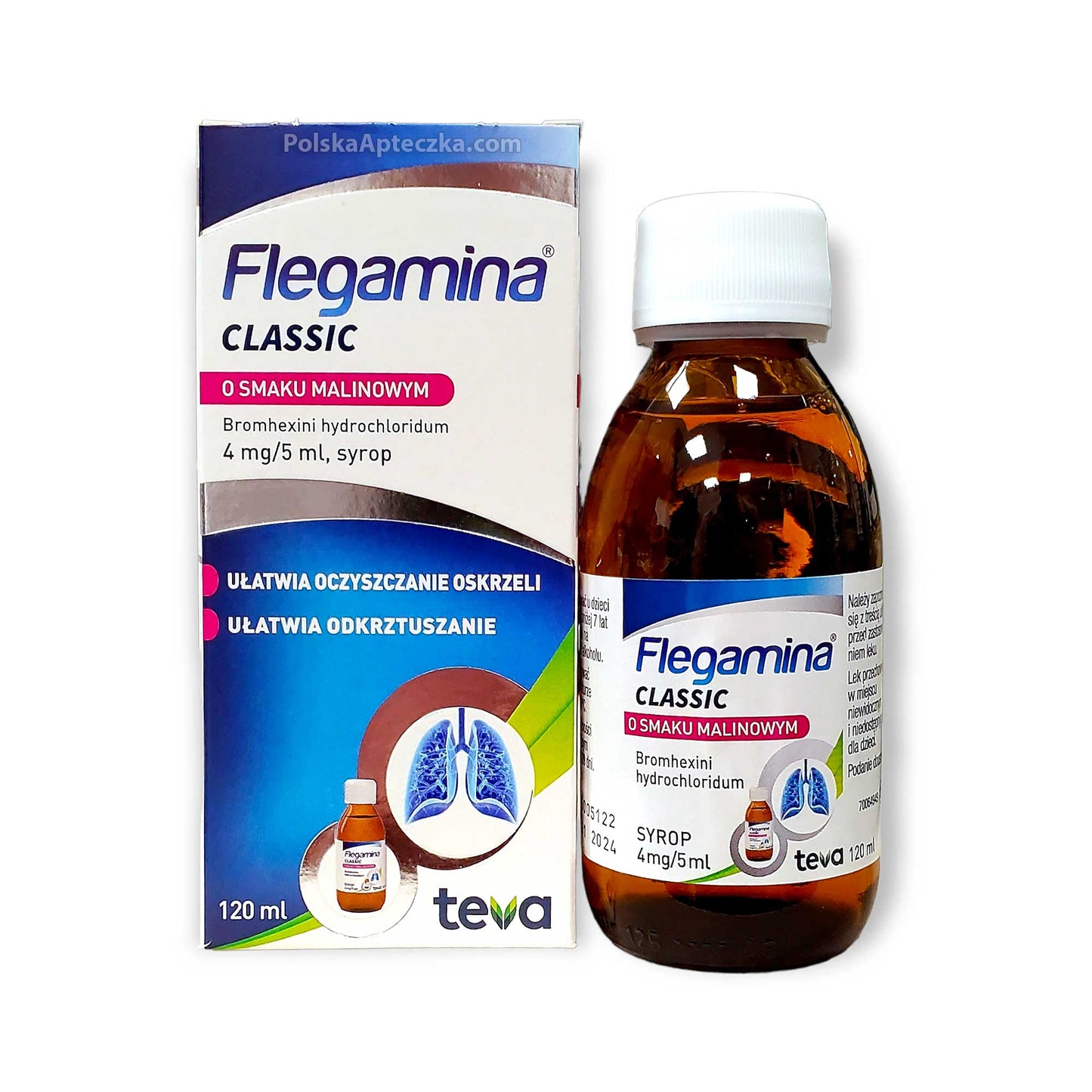 Flegamina Classic syrop o smaku Malinowym, 120ml, Teva